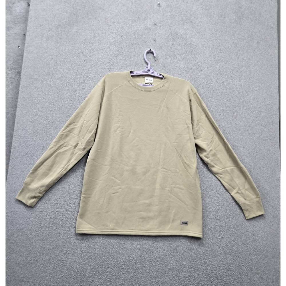 XGO Men Sweatshirt M Beige FR Workwear Logo Long Sleeve Crew Neck Pullover Tee